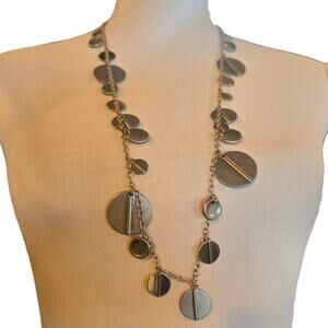 Chico's Necklace Chicos Charms Silver Tone Discs Light Gold Tone Chain 32" S3015